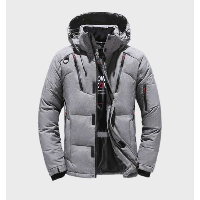 Heren winterjas met capuchon, puffer-model met gewatteerde isolatie en ritszakken