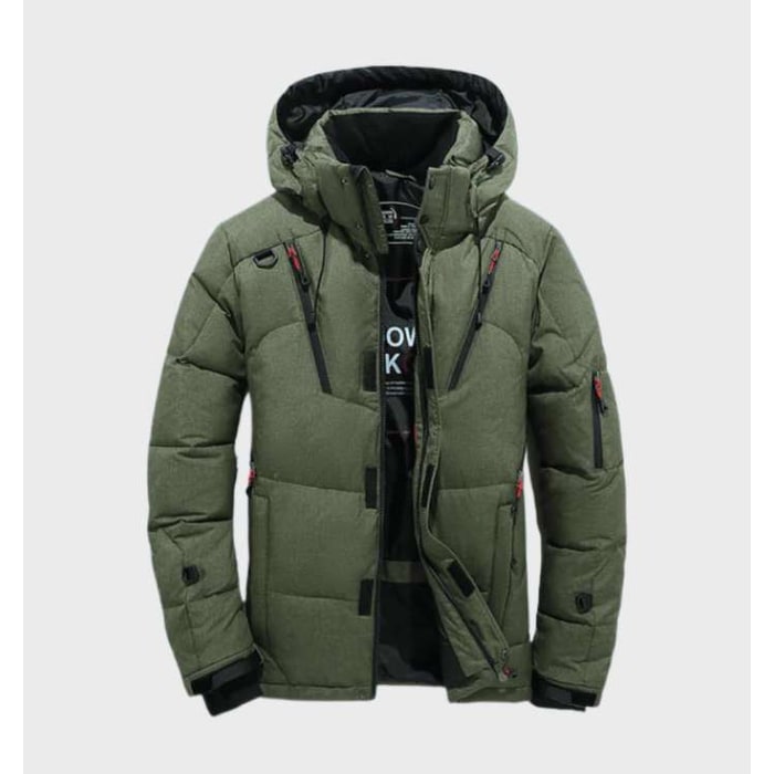 Heren winterjas met capuchon, puffer-model met gewatteerde isolatie en ritszakken