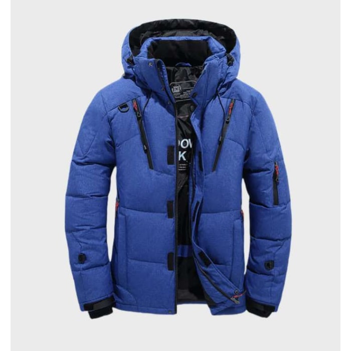 Heren winterjas met capuchon, puffer-model met gewatteerde isolatie en ritszakken