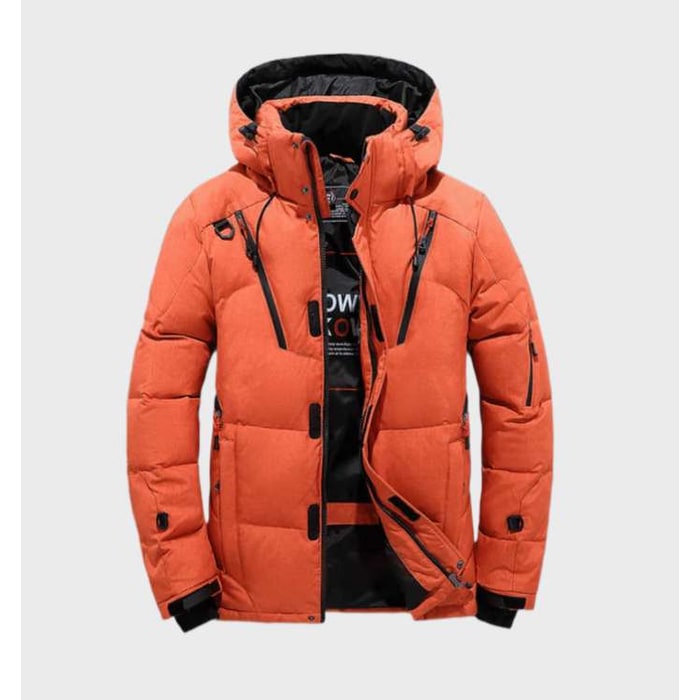 Heren winterjas met capuchon, puffer-model met gewatteerde isolatie en ritszakken