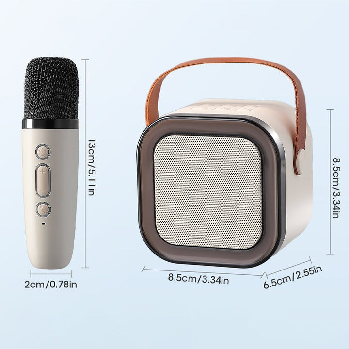 Mini-karaokeset met draadloze microfoons en draagbare bluetooth-speaker