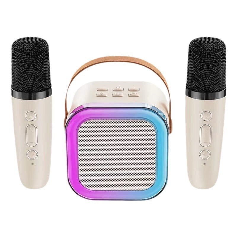 Mini-karaokeset met draadloze microfoons en draagbare bluetooth-speaker