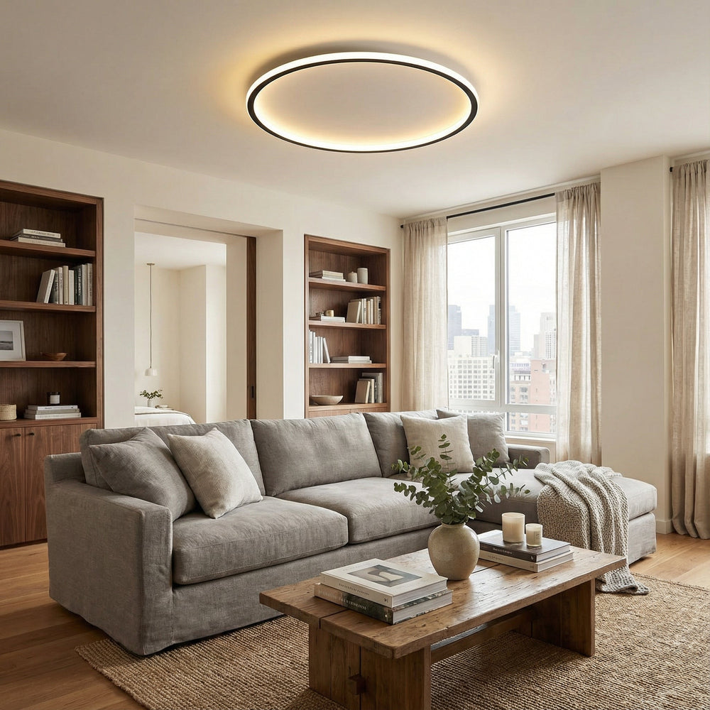 Scandinavische ronde plafondlamp met LED-gloed