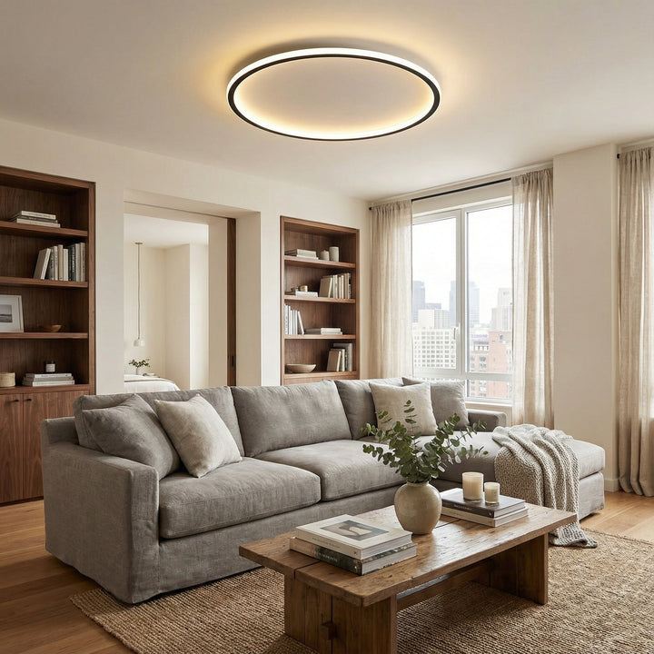 Scandinavische ronde plafondlamp met LED-gloed