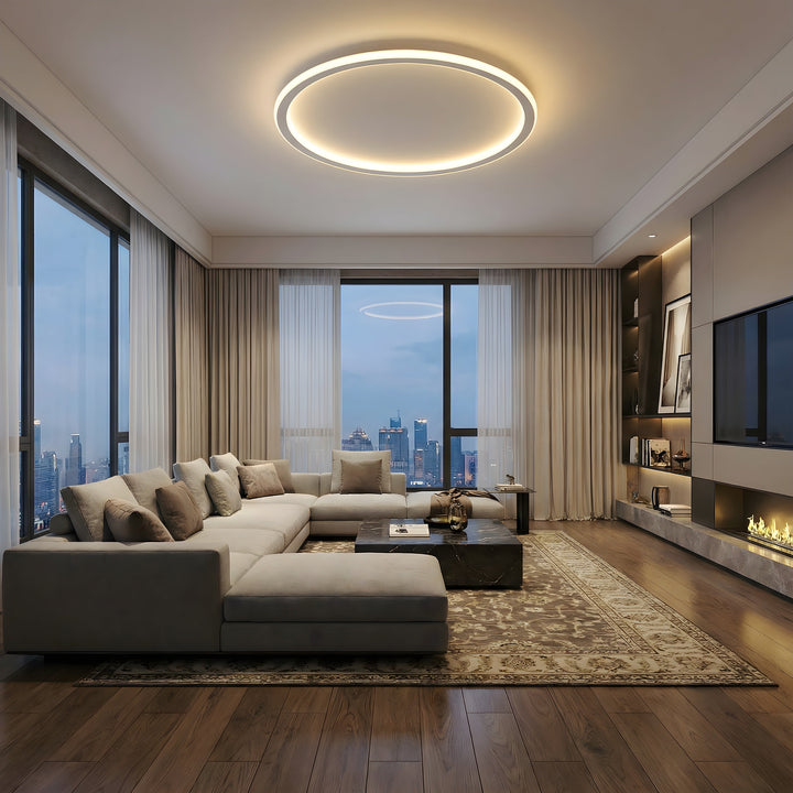 Scandinavische ronde plafondlamp met LED-gloed
