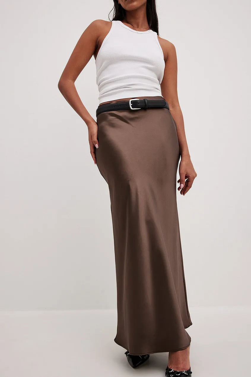 Hoge Taille Satijnen Rok – Leona