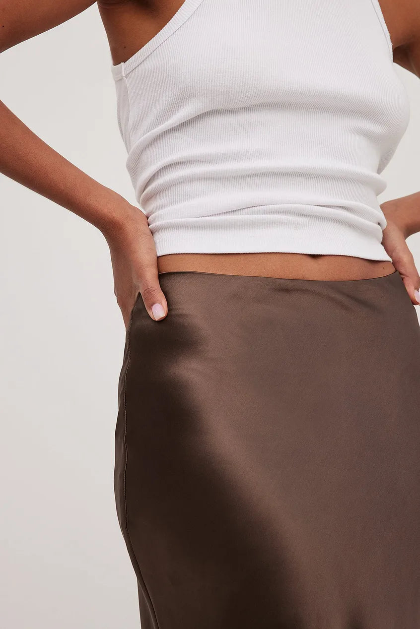 Hoge Taille Satijnen Rok – Leona