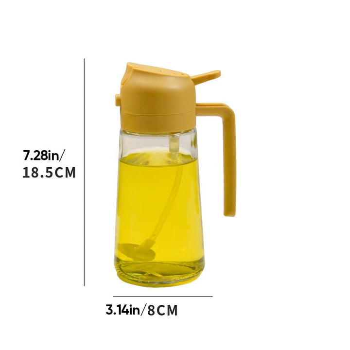 Olijfolie-sproeier met glazen fles en klapdop schenktuit voor olie en azijn