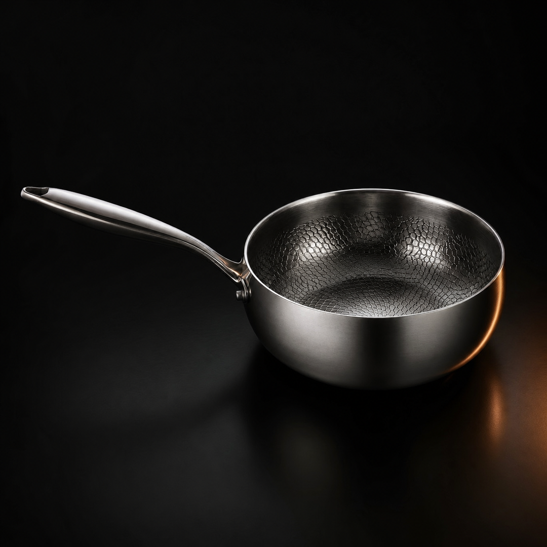 Handgehamerde sauteerpan van titanium, PFAS-vrij