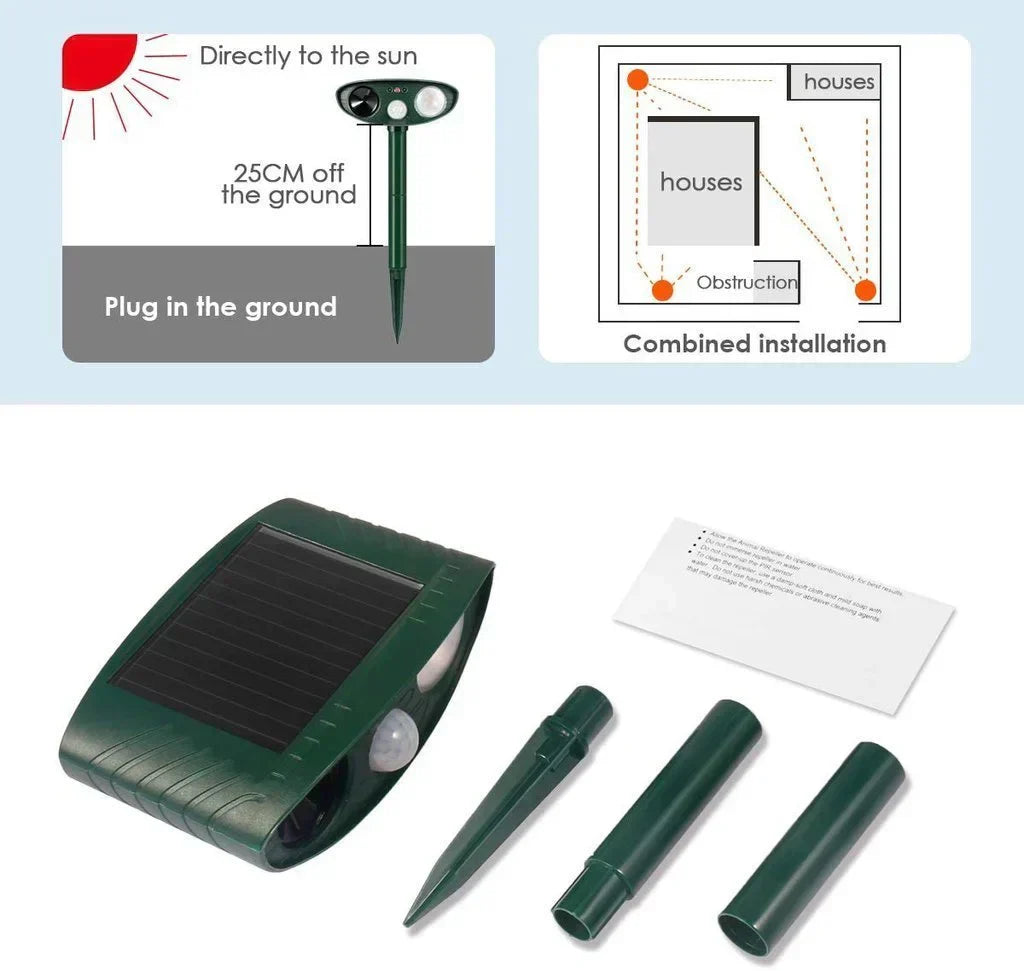 Solar ultrasone hertenverjager voor de tuin