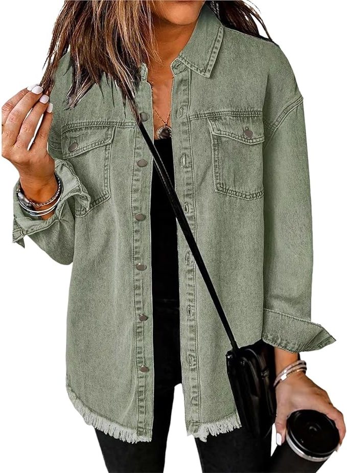 Oversized denim jasje met knoopsluiting voor dames
