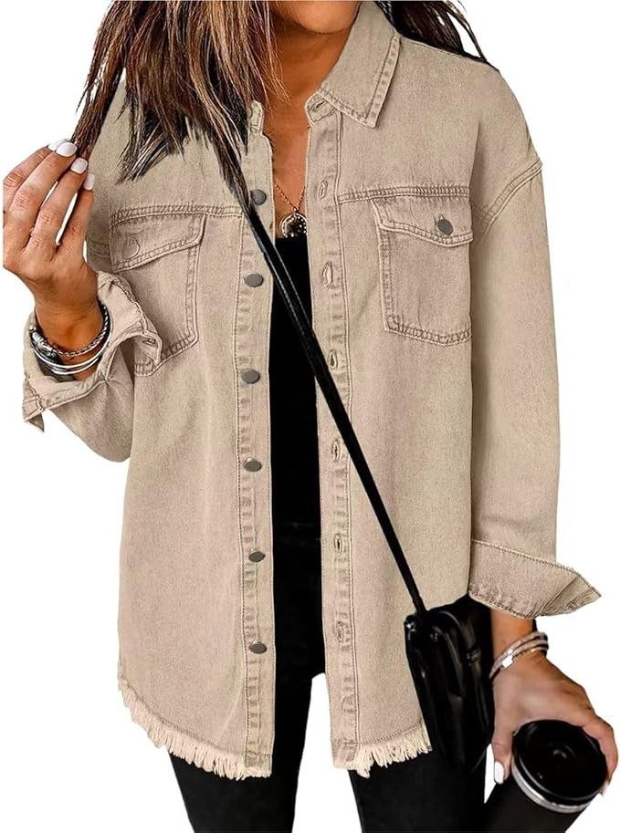 Oversized denim jasje met knoopsluiting voor dames
