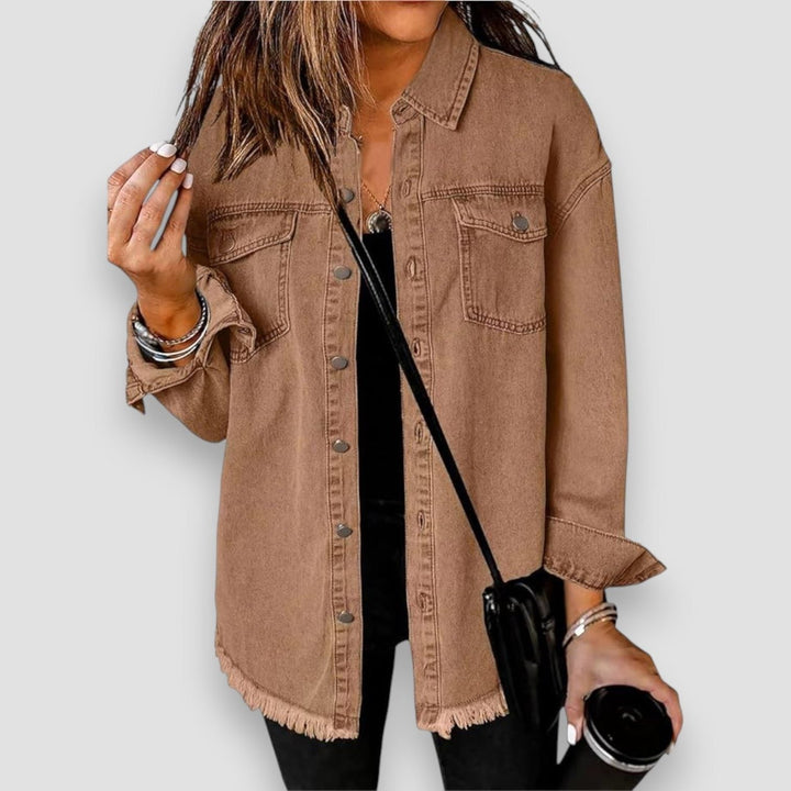 Oversized denim jasje met knoopsluiting voor dames