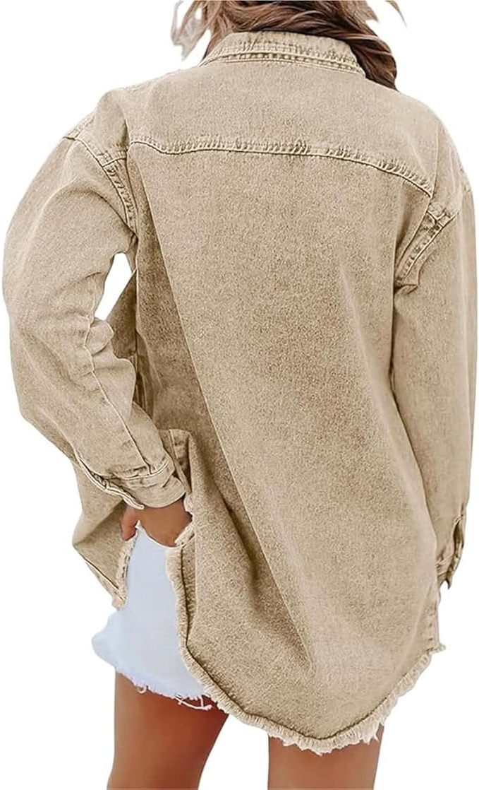 Oversized denim jasje met knoopsluiting voor dames