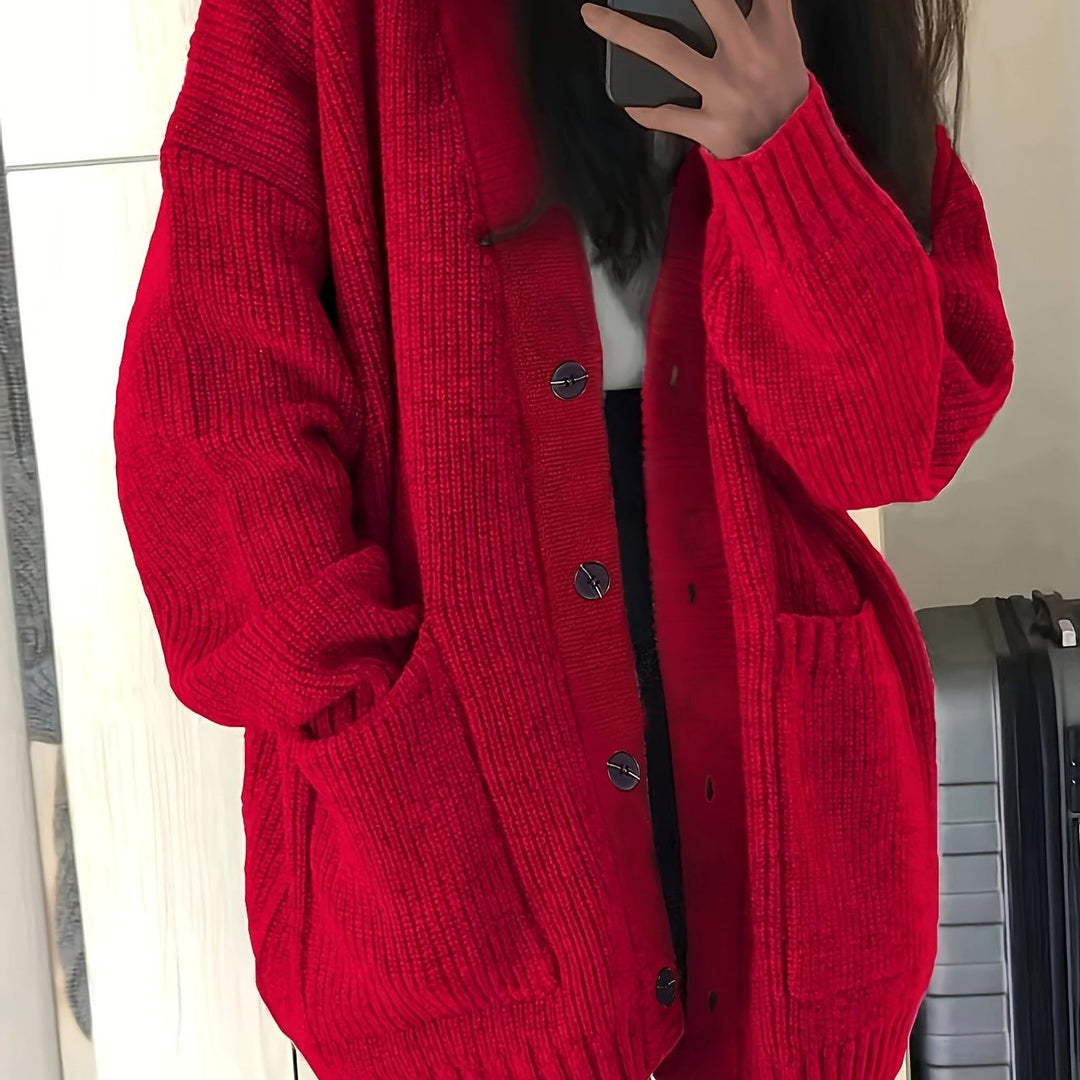 Oversized grofgebreid vest met knoopsluiting voor dames