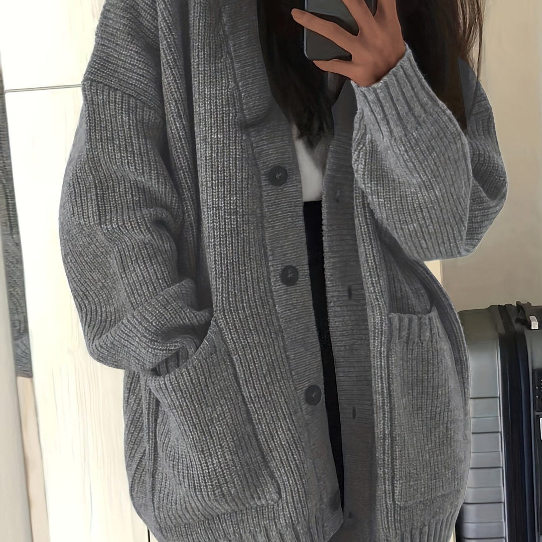 Oversized grofgebreid vest met knoopsluiting voor dames