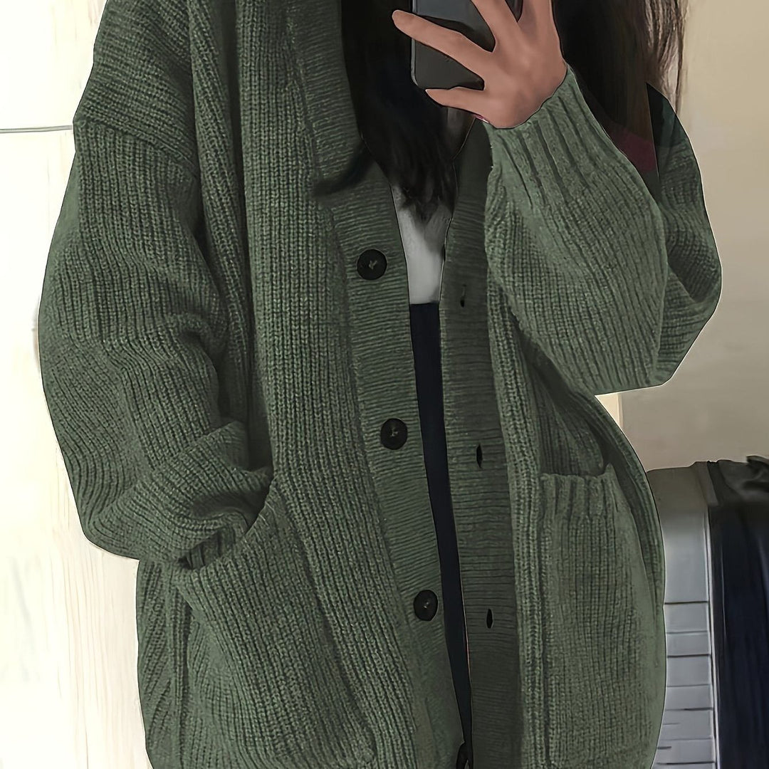 Oversized grofgebreid vest met knoopsluiting voor dames