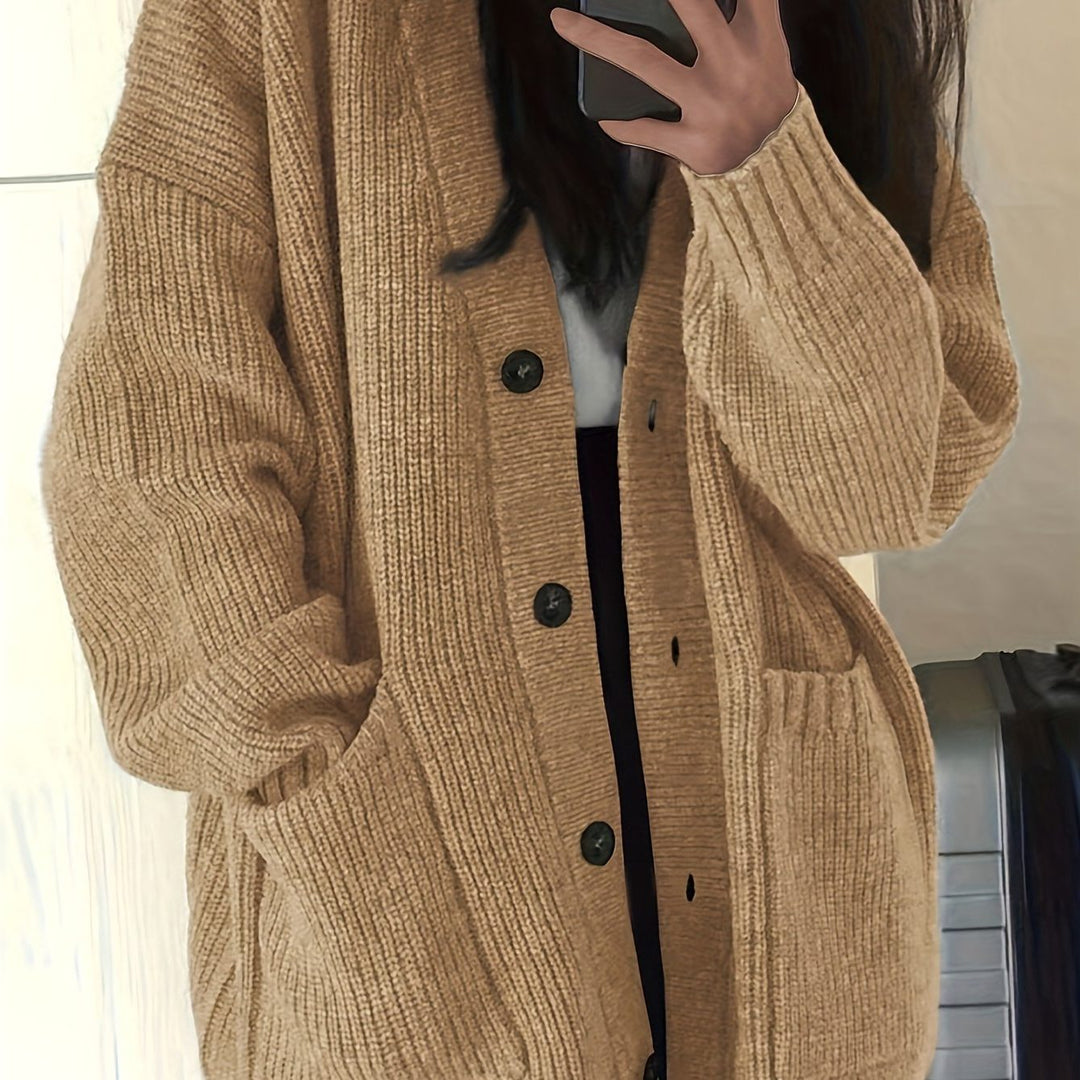 Oversized grofgebreid vest met knoopsluiting voor dames