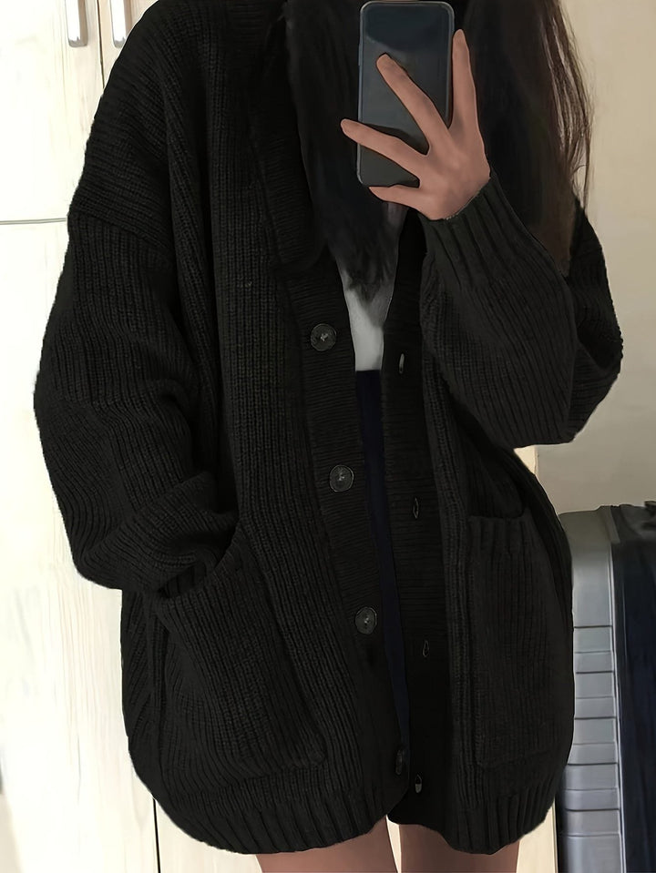 Oversized grofgebreid vest met knoopsluiting voor dames