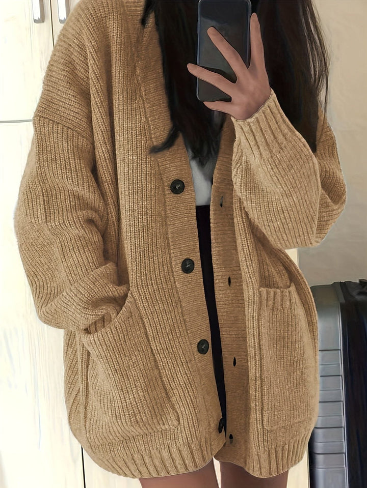 Oversized grofgebreid vest met knoopsluiting voor dames