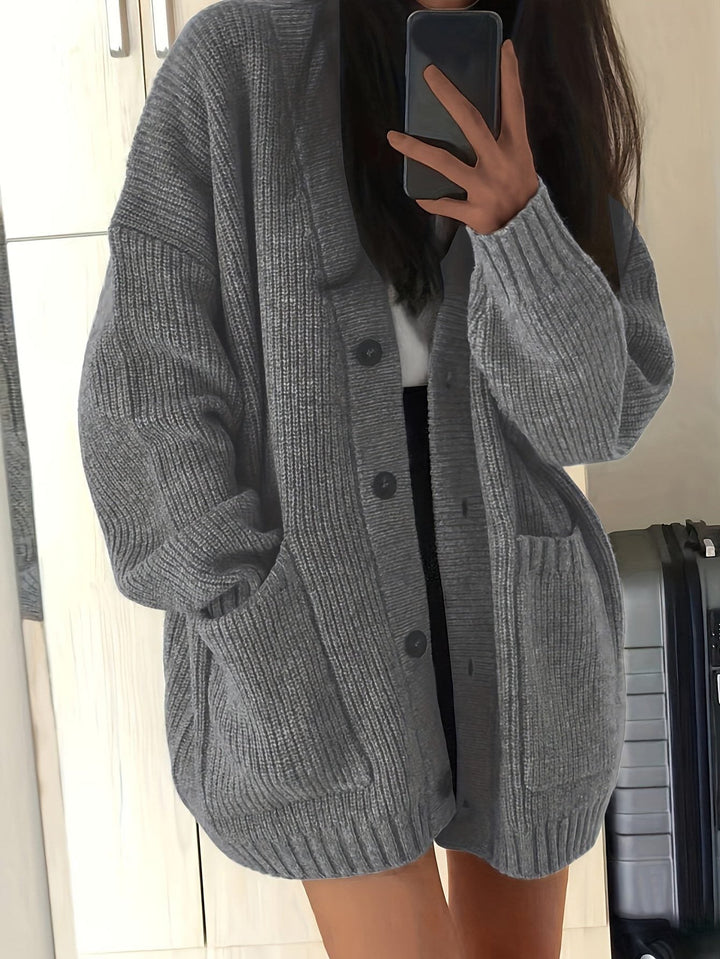 Oversized grofgebreid vest met knoopsluiting voor dames