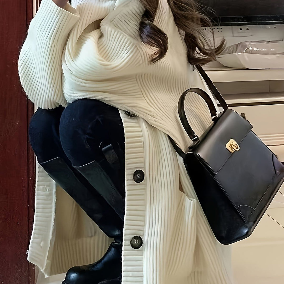 Oversized grofgebreid vest met knoopsluiting voor dames