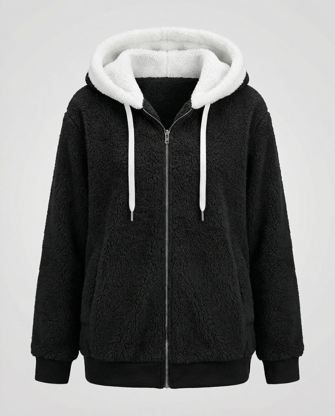 Oversized fleecejack met capuchon en trekkoorden voor dames