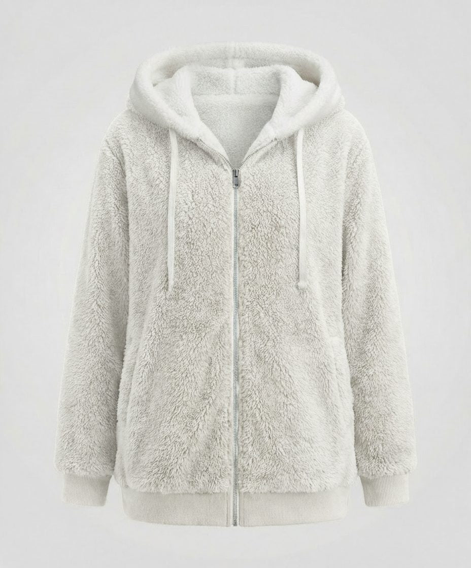 Oversized fleecejack met capuchon en trekkoorden voor dames