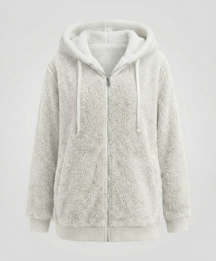 Oversized fleecejack met capuchon en trekkoorden voor dames