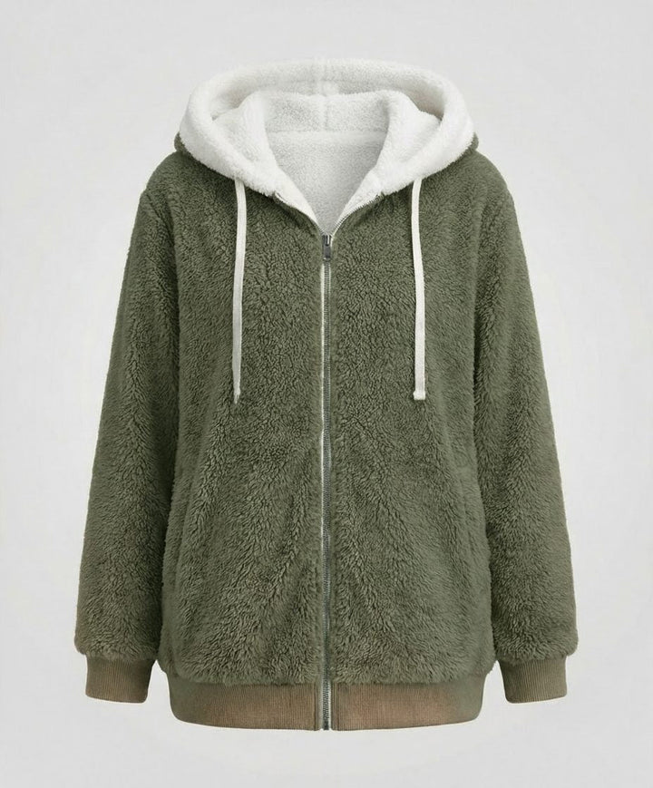 Oversized fleecejack met capuchon en trekkoorden voor dames