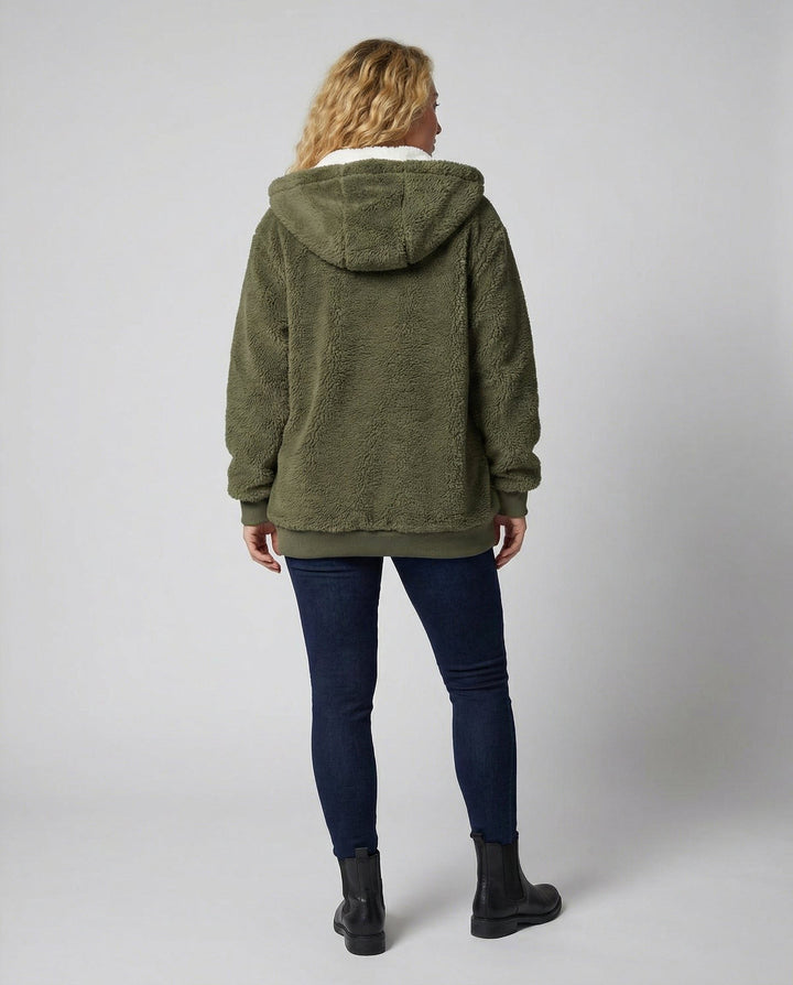 Oversized fleecejack met capuchon en trekkoorden voor dames