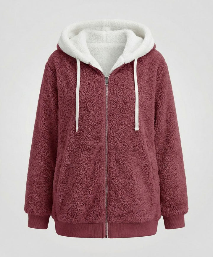 Oversized fleecejack met capuchon en trekkoorden voor dames
