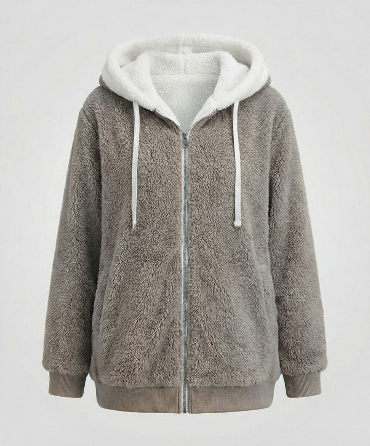 Oversized fleecejack met capuchon en trekkoorden voor dames