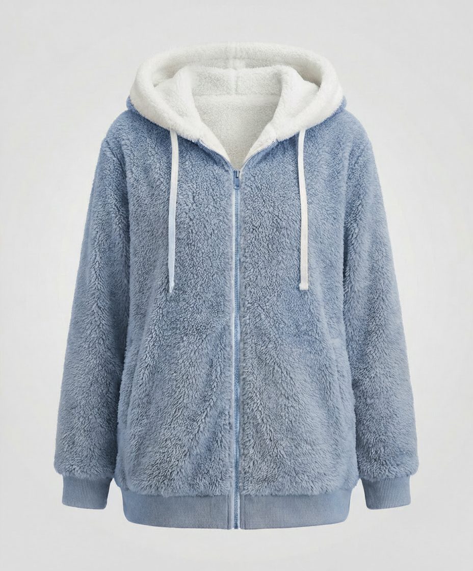 Oversized fleecejack met capuchon en trekkoorden voor dames