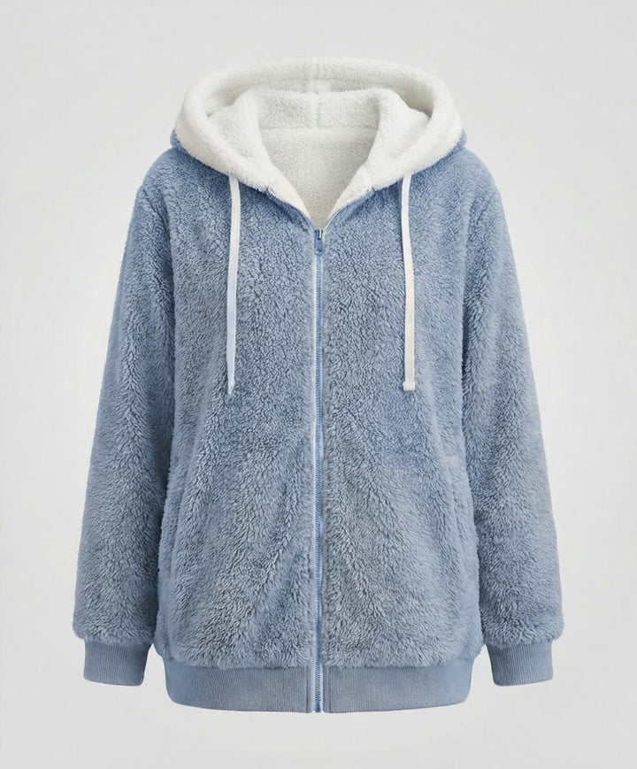 Oversized fleecejack met capuchon en trekkoorden voor dames