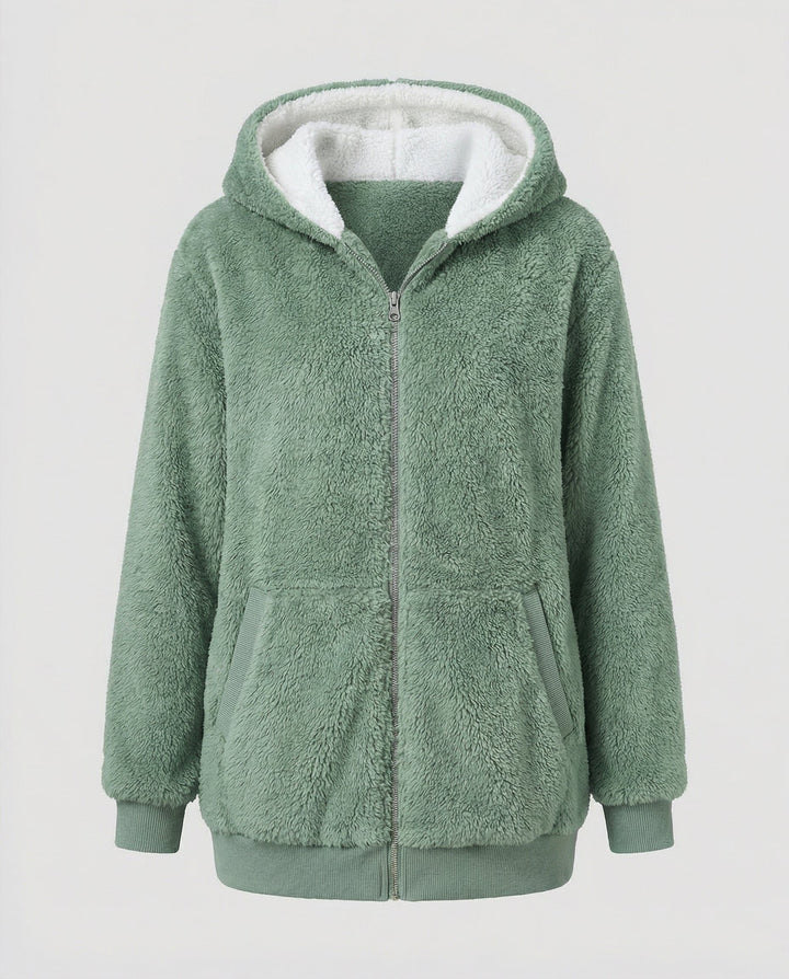 Oversized fleecejack met capuchon en trekkoorden voor dames