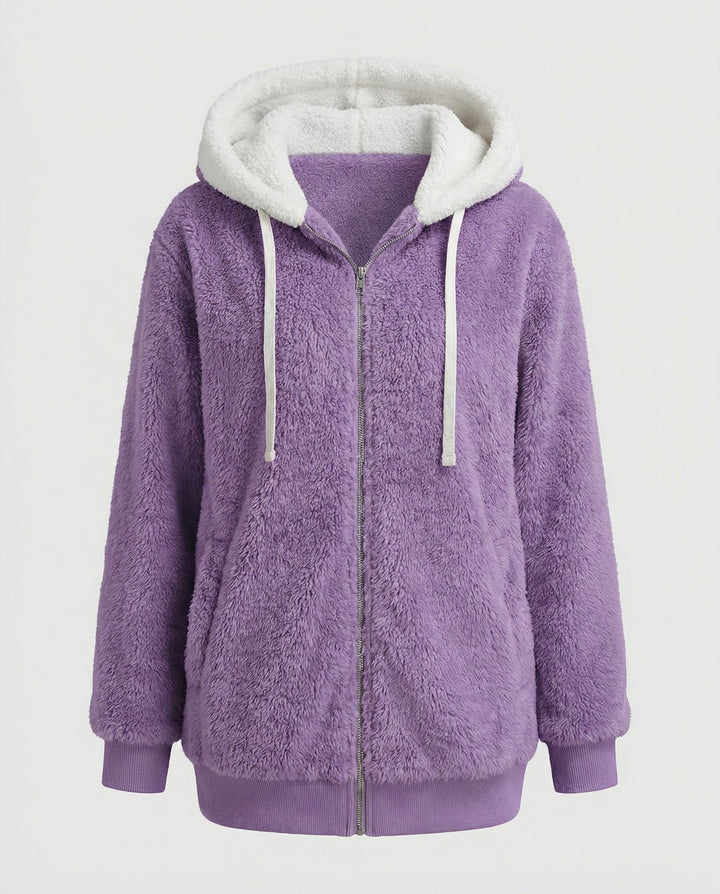 Oversized fleecejack met capuchon en trekkoorden voor dames