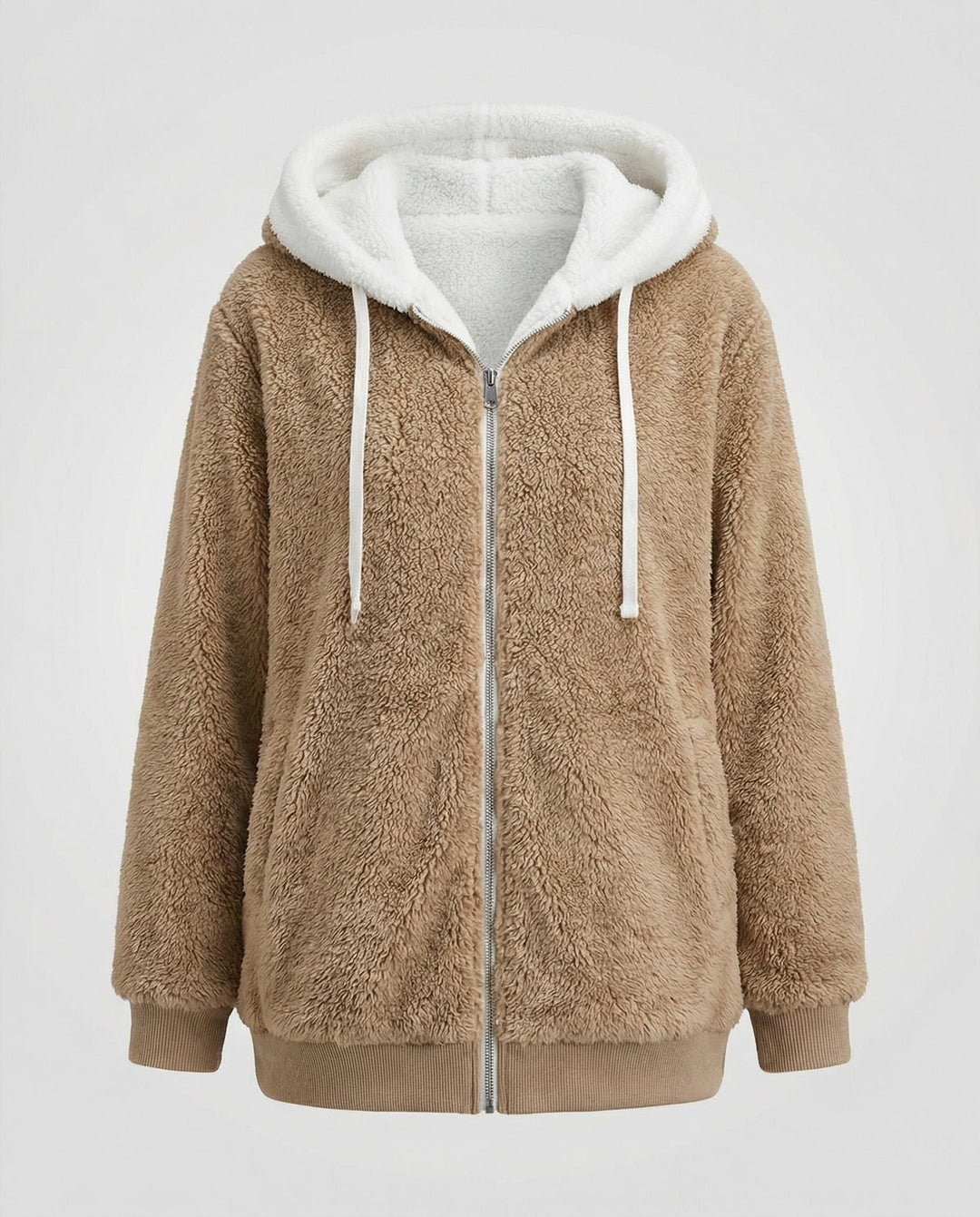 Oversized fleecejack met capuchon en trekkoorden voor dames