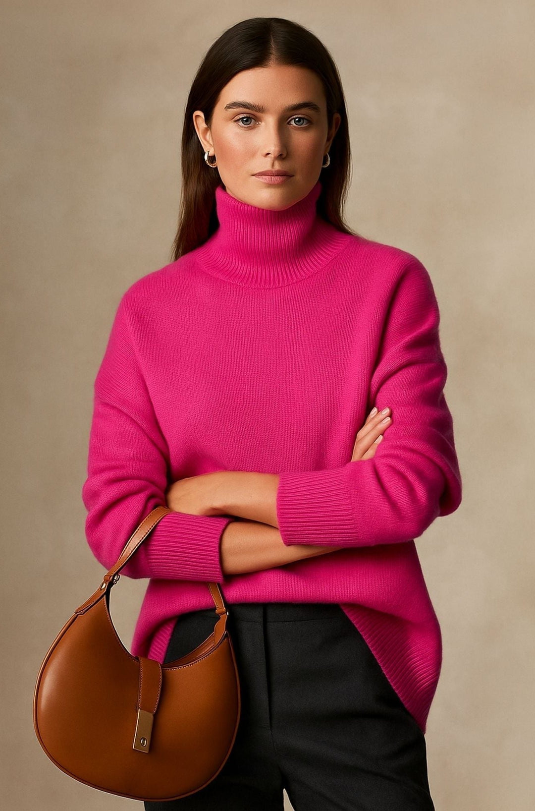 Oversized cashmere trui met col voor dames
