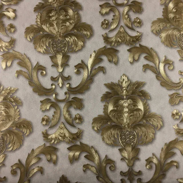 Gouden Textuur Luxe Klassieke 3D Damast Behangdecoratie