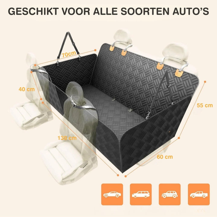 Waterdichte achterbankverlenging voor honden met stijve bodem en traagschuimbed
