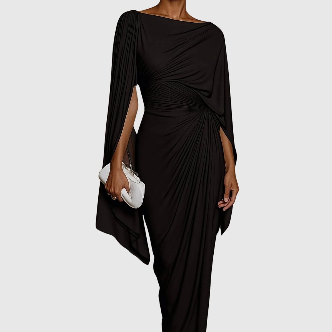Geplisseerde asymmetrische maxi-jurk voor dames