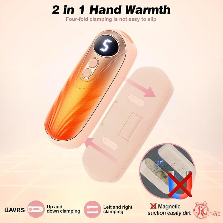 Oplaadbare handwarmers met led en vijf warmtestanden, set van 2