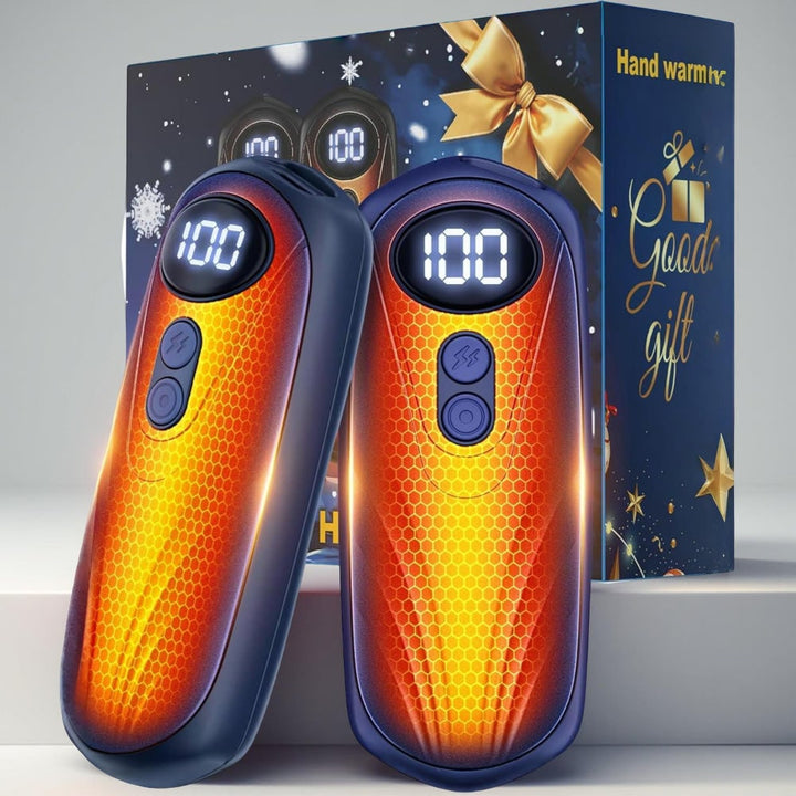 Oplaadbare handwarmers met led en vijf warmtestanden, set van 2