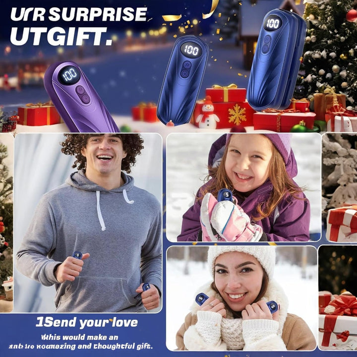 Oplaadbare handwarmers met led en vijf warmtestanden, set van 2