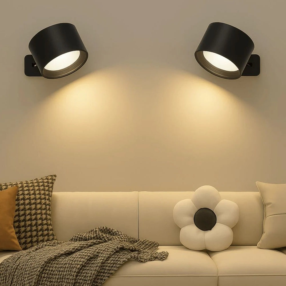 Oplaadbare wandlamp met moderne snoerloze LED-verlichting en 360° magnetisch draaibare lampkop
