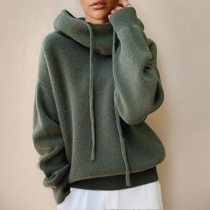 Merinowollen hoodie met col voor dames