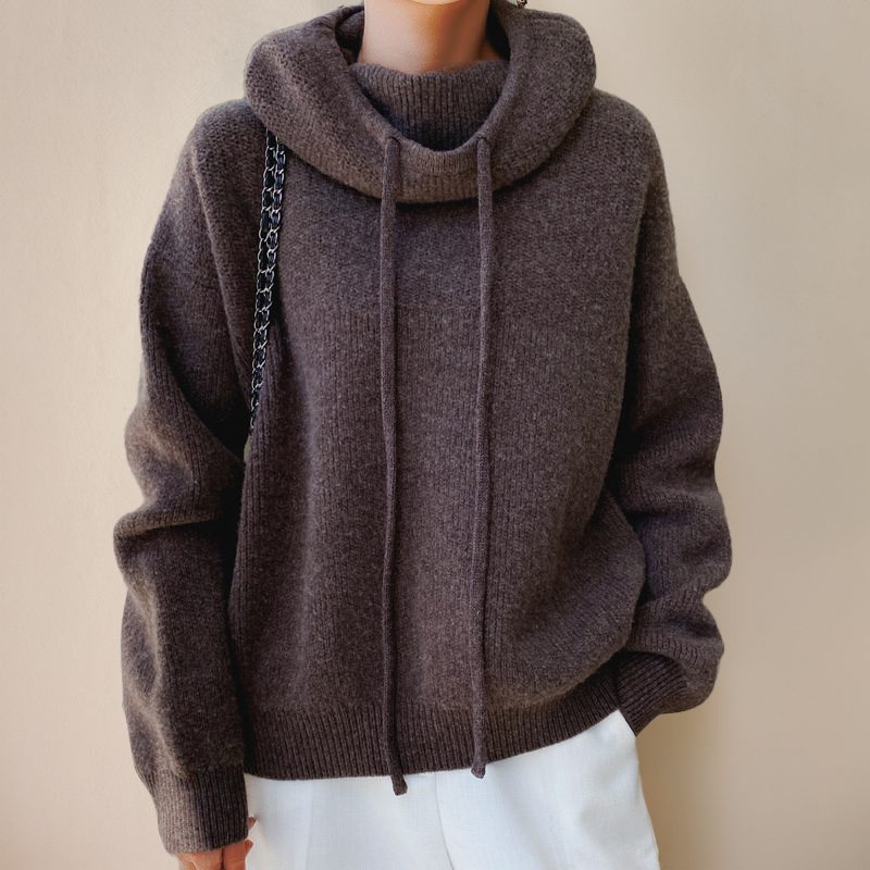 Merinowollen hoodie met col voor dames