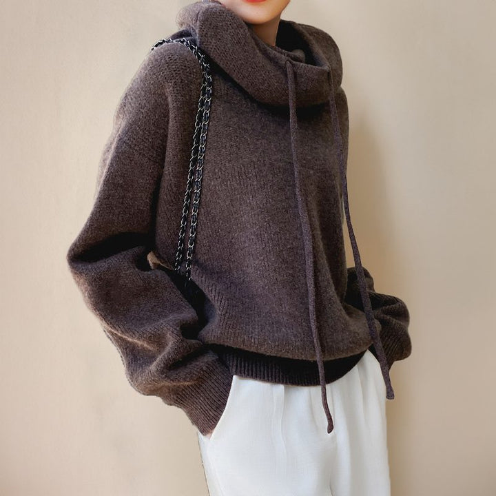 Merinowollen hoodie met col voor dames