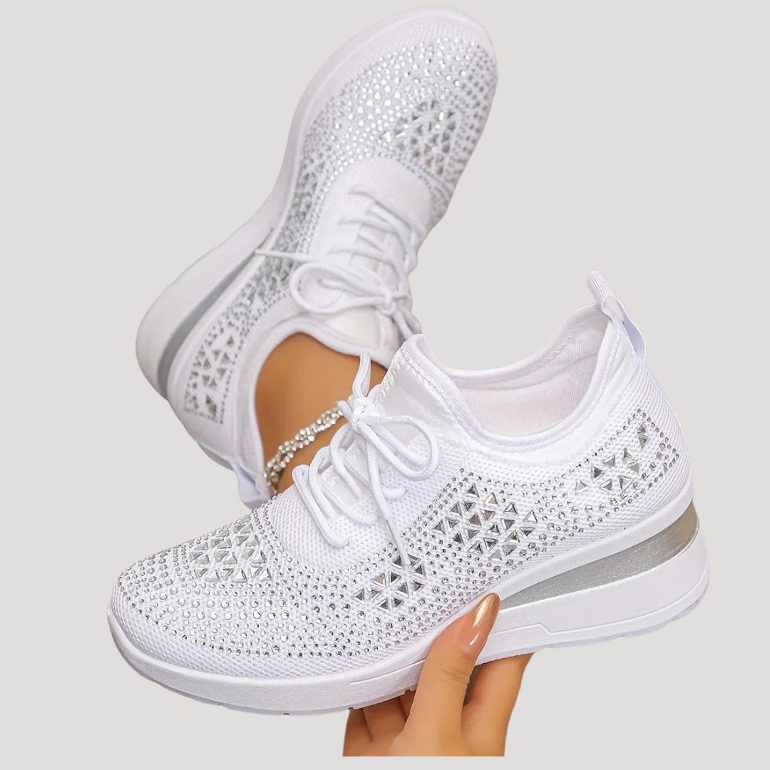 Plateausneakers met strass en veters voor dames